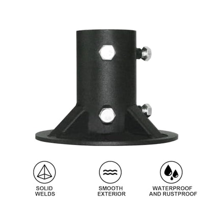 2" Base Flange,Chain Link Fence Pole Floor Flange,for Fixing Street Light/Flag/Mailbox/Fence Pole etc.,Black Heavy Solid Fence Post Concrete Mount, Including Bolt Side Screws (2 Inch) - size: 2 Inch