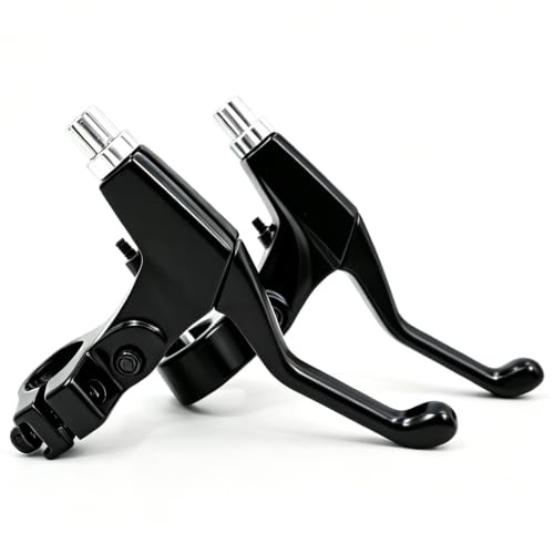 Bike Brake Lever Set for V-Brake, Universal Aluminum Alloy Bicycle Brake Handles with Return Spring, 2-3 Finger Design, Compatible with Mountain Bike,City Bike and Kids Bike, Black, 1 Pair