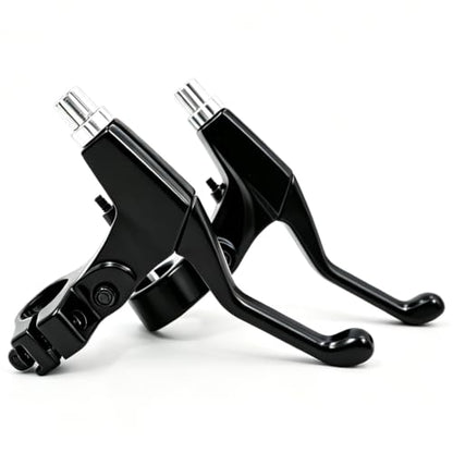 Bike Brake Lever Set for V-Brake, Universal Aluminum Alloy Bicycle Brake Handles with Return Spring, 2-3 Finger Design, Compatible with Mountain Bike,City Bike and Kids Bike, Black, 1 Pair