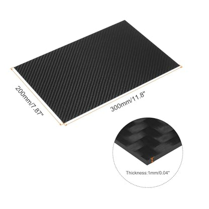 MECCANIXITY 1 Pcs Carbon Fiber Sheet 200x300x1mm Matte Surface Pultruded Flat Carbon Fiber Board Plate Twill Weave Panel Sheet for Kites RC Airplane - size: 200x300x1mm, style: Matte