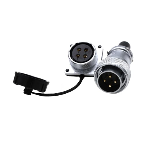 WEIPU WS24 4-Pin Aviation Circular Connector, 25A Threaded Coupling, Panel Mount Dustproof Male Plug & Female Socket, Industrial Electrical Connector - color: Male Plug and Female Socket, size: 4 Pin