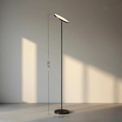 JOOFO LED Torchiere Floor Lamp with Remote, Stepless Dimmable Black - color: Black