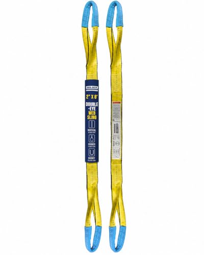 Ben-Mor Eye & Eye Lifting Sling, Type 3, 2-Ply Polyester, 2-Pack - size: 2 in x 8 ft