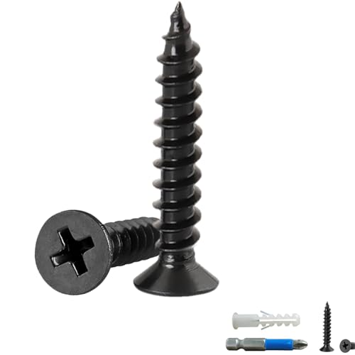 Wood Screws, Flat Head Phillips Self Tapping Screw, #10 x 1-1/4", 52 Pcs - size: #10 x 1-1/4"