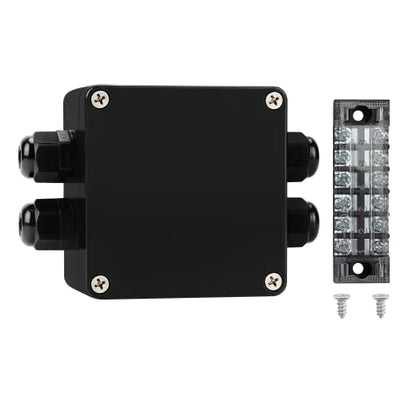 JINDOUZI ABS IP67 Waterproof Dustproof Electrical Junction Box, with 15A 600V Barrier Terminal Cable Connector, 2 in/2 Out Power Junction Box（3.26 * 3.18 * 2.2in） - size: 2T2 3.26" x 3.18" x 2.2"