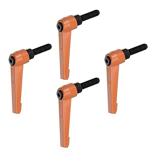 HARFINGTON 4pcs Adjustable Clamping Lever Handles M8 x 25mm Male Thread Bolt Knobs Rotating Screw Locking Quick Release Ratchet Push Button Handle, Orange - size: M8 x 25mm