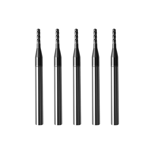 5Pcs 1/16" Carbide Ball Nose End Mills, ALTiN Coated, 4 Flute - size: 1/16 in