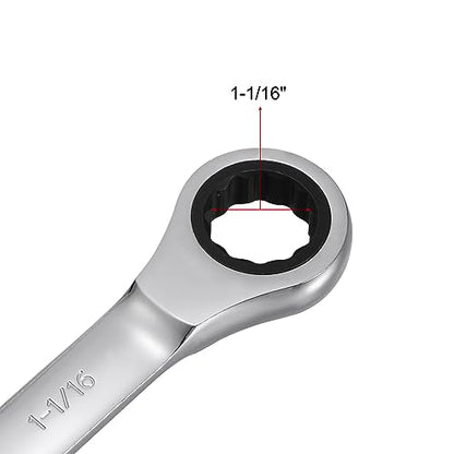 uxcell 1-1/16 Inch Ratcheting Combination Wrench SAE 72 Teeth 12 Point Ratchet Box Ended Spanner Tools, Cr-V - size: 1-1/16"