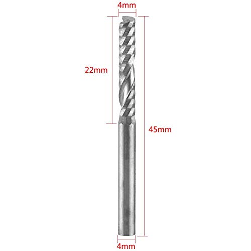 Fdit 10pcs Tungsten Carbide Spiral End Mills Single Flute Milling Cutter CNC Router Bits 4mm Shank Accessories Tools