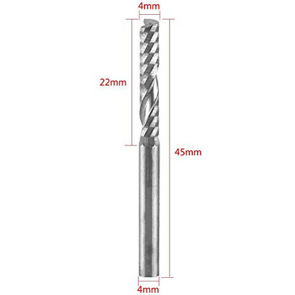 Fdit 10pcs Tungsten Carbide Spiral End Mills Single Flute Milling Cutter CNC Router Bits 4mm Shank Accessories Tools