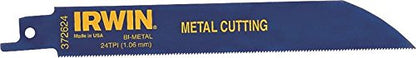 Irwin Tools - 372818BB IRWIN Tools Metal Cutting Reciprocating Saw Blade, 6-Inch, 24 TPI (372624) - size: 6", style: 24TPI / 1-count