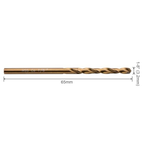10 Pcs High Speed Steel 1/8 Inch Cobalt Drill Bit Set 3.2mm (1/8") Jobber Length Twist M35 Metal Drill Bit for Stainless Steel and Hard Metal Drill Bit Set - size: 1/8 In. (Pack of 10)