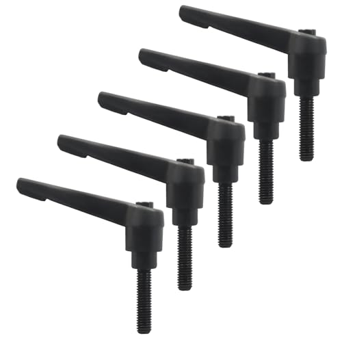 5pcs M6 x 25mm Clamping Lever Handles, 304 Stainless Steel Adjustable Locking Quick Release with Push Button Ratchet Mechanism, Black - size: M6 x 25mm