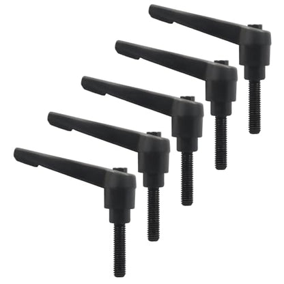 5pcs M6 x 25mm Clamping Lever Handles, 304 Stainless Steel Adjustable Locking Quick Release with Push Button Ratchet Mechanism, Black - size: M6 x 25mm