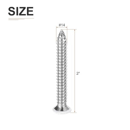 DTGN 50Pcs #14x2 Flat Head Wood Screws, 304 Stainless Steel, White - color: White, size: #14x2"