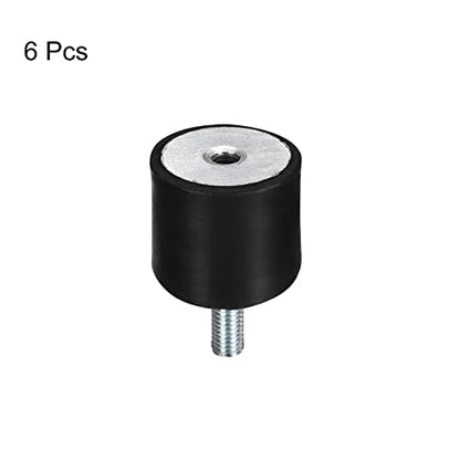 uxcell Rubber Mounts 6pcs M6 Male/Female Vibration Isolator Shock Absorber, for Garage Motor Air Compressor Car Boat Bobbins, D20mmxH15mm - size: M6x20mmx15mm