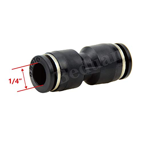 Beduan Pneumatic Push to Connect Fitting, 1/4" x 1/4" Tube OD Straight Quick Adapter Air Fitting （Pack of 10） - size: 1/4 " Tube OD