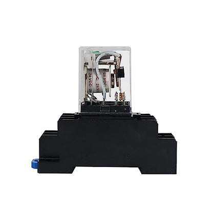 ATO DC 24V Coil 8-Pin Electromagnetic Power Relay DPDT 2NO 2NC HH52P MY2NJ with Plug-in Terminal Socket Base - size: 2NO 2NC