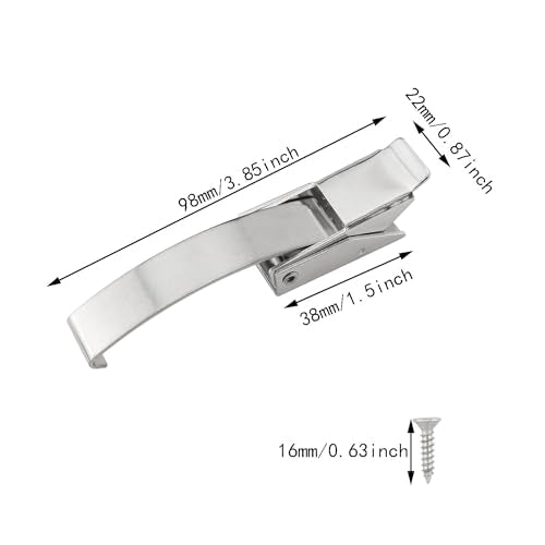 2PCS Large 304 Stainless Steel Draw Toggle Latch Spring Toggle Lock Buckle Spring-Steel Hook with Screws - size: L(98mm)