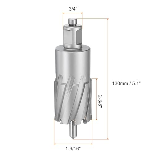 HARFINGTON Annular Cutter 1-9/16" Dia 2-3/8" Depth 3/4" Shank TCT Cutting Drill Bits with Pin for Magnetic Drill Press - size: 1-9/16" x 2-3/8"
