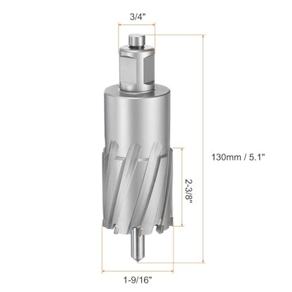 HARFINGTON Annular Cutter 1-9/16" Dia 2-3/8" Depth 3/4" Shank TCT Cutting Drill Bits with Pin for Magnetic Drill Press - size: 1-9/16" x 2-3/8"