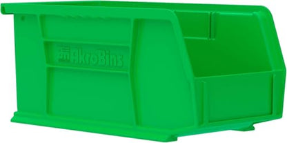 Akro-Mils 30230 AkroBins Plastic Hanging Stackable Storage Organizer Bin, 11-Inch x 5-Inch x 5-Inch, Green, 12-Pack - color: Green