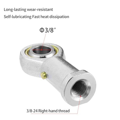 2Pcs PHSB6 Rod End Bearing 3/8 Inch Bore Pre-Lubricated 3/8-24 Female Thread Right Hand Heim Joint with Jam Nuts - size: 3/8, style: Right Hand