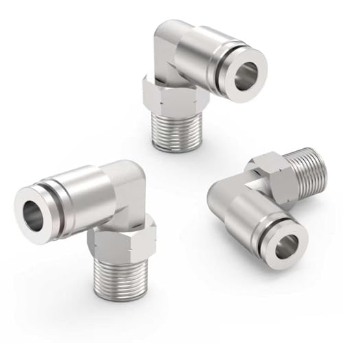3-PACK 3/8" Tube OD x 3/8" NPT Thread Male Elbow 304 Stainless Steel Push to Connect Fittings,PL-3/8-N3 Pneumatic Quick Connect Air Line Hose Fittings - size: 3/8"OD x 3/8"NPT