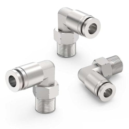 3-PACK 3/8" Tube OD x 1/8" NPT Thread Male Elbow 304 Stainless Steel Push to Connect Fittings,PL-3/8-N1 Pneumatic Quick Connect Air Line Hose Fittings - size: 3/8"OD x 1/8"NPT