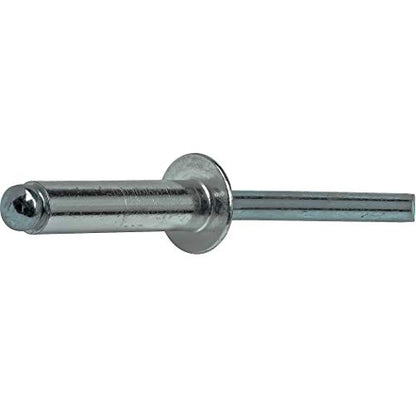Fastenere Pop Rivets 1/8" x 1/2" (100 pcs) Aluminum Body Steel Mandrel, Heavy Duty, Open End, Low Carbon Steel, Dome Head Blind Rivets, Corrosion Resistant & High Shear Strength, 4-8 Gap .376" - .500" - size: 1/8" x 1/2" (4-8) (100 Pack)