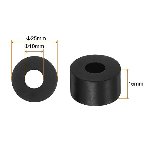 HARFINGTON 8pcs Rubber Spacer 1 Inch OD 0.4 Inch ID 0.6 Inch Thick Neoprene Round Anti Vibration Isolation Pads Isolator Rubber Washers Bushings for Home Cars Boat Accessories, Black - size: 10mm x 25mm x 15mm