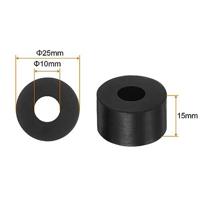 HARFINGTON 8pcs Rubber Spacer 1 Inch OD 0.4 Inch ID 0.6 Inch Thick Neoprene Round Anti Vibration Isolation Pads Isolator Rubber Washers Bushings for Home Cars Boat Accessories, Black - size: 10mm x 25mm x 15mm