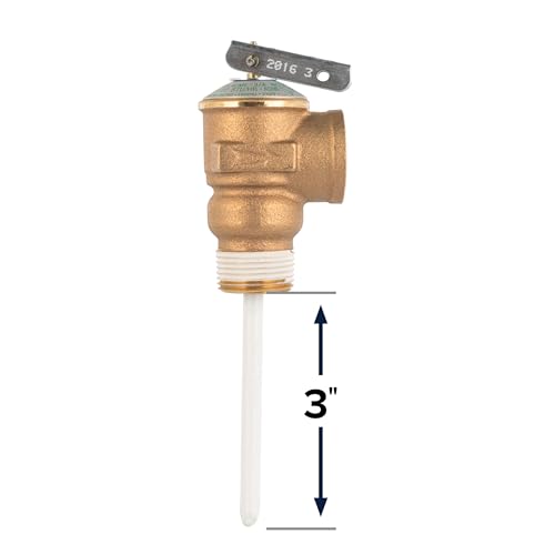 Camco Automatic Temperature and Pressure Relief Valve with Extension Probe and Lever | Features an All Brass Body with a Stainless Steel Pressure Spring | (10473) (Pack of 12) - size: One Size (Pack of 12)