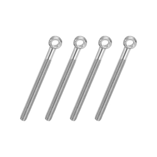 PATIKIL 4 Pcs M6x65mm Shoulder Swing Lifting Eye Bolt, 304 Stainless Steel Metric Half Tooth Thread Fisheye Eye Slip Hole Screw Rigging Bolt Metal Fasteners Screws, Silver Tone - size: M6x65mm