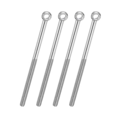 PATIKIL 4 Pcs M6x100mm Shoulder Swing Lifting Eye Bolt, 304 Stainless Steel Metric Half Tooth Thread Fisheye Eye Slip Hole Screw Rigging Bolt Metal Fasteners Screws, Silver Tone - size: M6x100mm