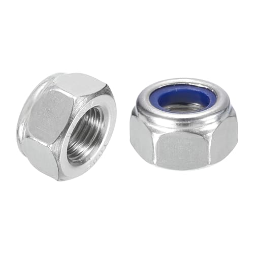 uxcell 5Pcs M12x1.25mm Nylon Insert Hex Lock Nut 304 Stainless Silver Blue - size: M12x1.25mm