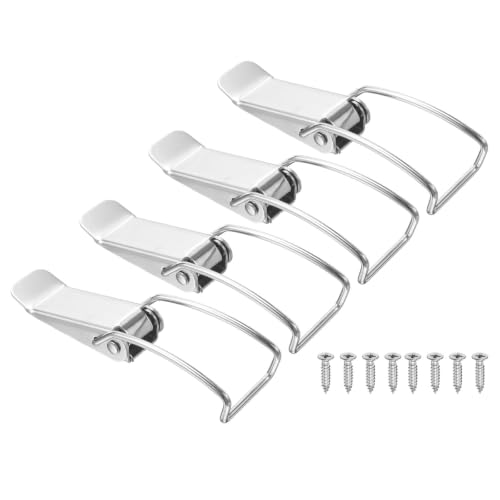 PATIKIL 4 Pcs Stainless Steel Spring Loaded Toggle Latch, 4.6" Clamp Catch Hasp Lock with Mounting Screws for Cabinet Door Barn Wooden Case Chest - size: 4.6"