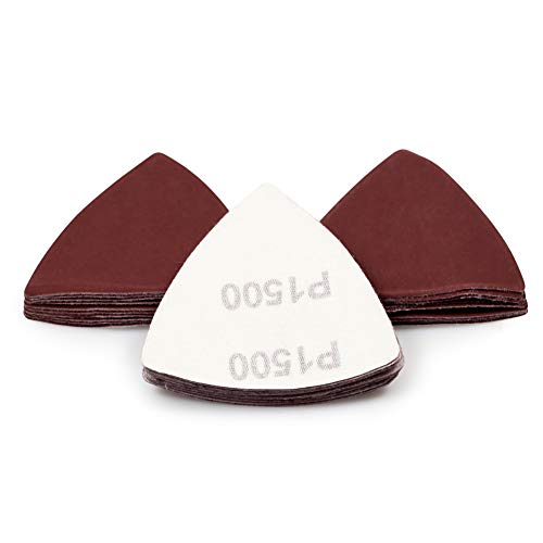 SPEEDWOX 30 Pcs Hook and Loop Triangle Sandpaper 1500 Grit 80mm 3-1/8 Inches for Oscillating Multi Tool Detail Sander Sanding Discs Triangle Sanding Pads - style: 1500 grit