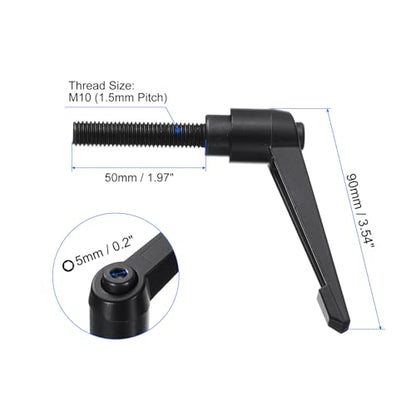 uxcell 4pcs Clamping Lever Handles, M10 x 50mm Black Oxide Carbon Steel Threaded Male Stud, Adjustable Handles Locking Quick Release Ratchet Push Button Bolt Knobs, Black - size: M10 x 50mm