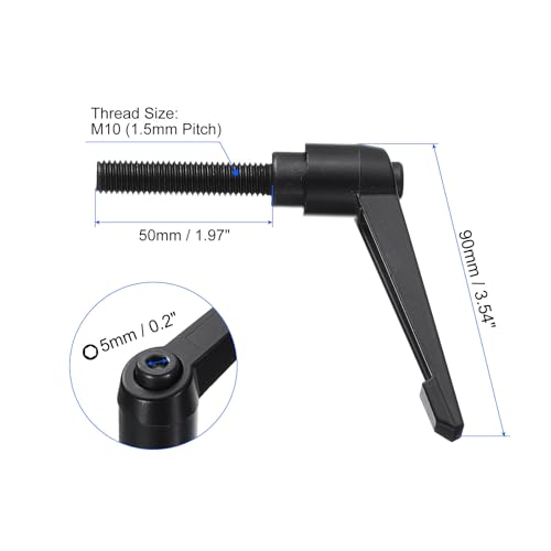 uxcell 4pcs Clamping Lever Handles, M10 x 50mm Black Oxide Carbon Steel Threaded Male Stud, Adjustable Handles Locking Quick Release Ratchet Push Button Bolt Knobs, Black - size: M10 x 50mm