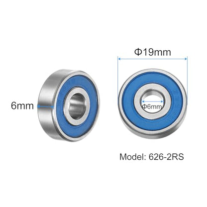 uxcell 10pcs 626-2RS Deep Groove Ball Bearings 6x19x6mm Rubber Sealed Bearings for TRX4 1/10 RC Cars Trucks, 3D Printer, P6 (ABEC 3) - color: Blue, size: 6x19x6mm