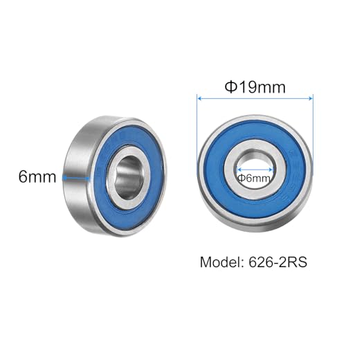 uxcell 10pcs 626-2RS Deep Groove Ball Bearings 6x19x6mm Rubber Sealed Bearings for TRX4 1/10 RC Cars Trucks, 3D Printer, P6 (ABEC 3) - color: Blue, size: 6x19x6mm