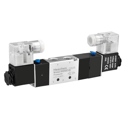 Heschen Electrical Pneumatic Solenoid Valve 4V230-08C 220VAC PT1/4 5 Way 3 Position CE
