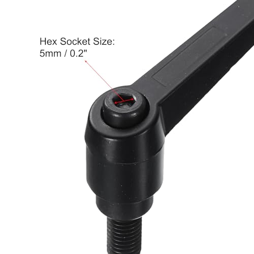 uxcell 5pcs Adjustable Clamping Lever Handle M10 x 25mm Metric Black Oxide Carbon Steel Male Threaded Stud Hand Knobs Ratchet Rotating Screw Handles Bolts with Locking Lever Black - size: M10 x 25mm