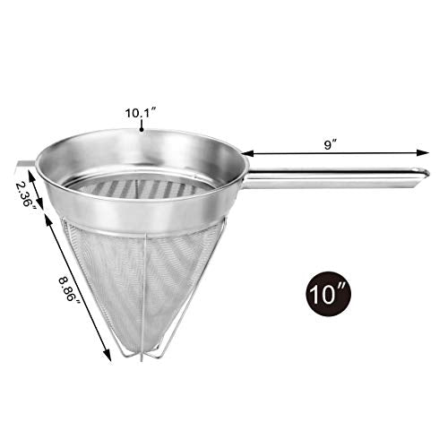 New Star Foodservice Chinois Mesh Strainer, Stainless Steel, Reinforced, Extra Fine Mesh, 10-Inch - size: 10-Inch