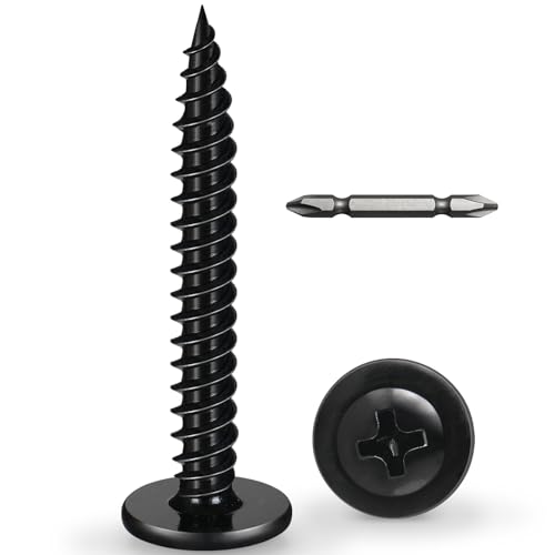 #8 x 1-1/4 Inch Wood Screws Phillips Modified Truss Head Stainelss Steel 410 Self Tapping Metal Screws,Black Zinc Plated(2Ib,305Pcs) - color: Black 2lb Box, size: 8 x 1-1/4"