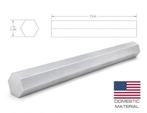 6061 Hex USA Aluminum Solid Bar - Extruded Lathe Stock, 13" Length, US Material (1") - size: 1"