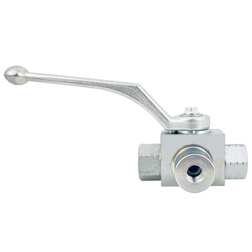 Autovo High Pressure Hydraulic Ball Valve KHB3K 1/8'' NPT,Shut-Off 3 Way Ball Valve,1/8" NPT Hydraulic Valve 7250 PSI - size: SR-KHB3K-1/8NPT-04-US