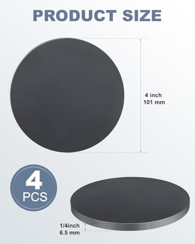 4 Pcs 1/4" x 4" Hot Rolled Steel Plates, A36 Circle Steel Base Sheet Round - size: 1/4" x 4"