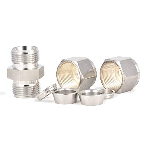 Beduan 304 Stainless Steel Compression Tube Fitting, 5/8" x 5/8" Tube OD, Straight Connect, Double-Ferrule Adapter - size: 5/8"